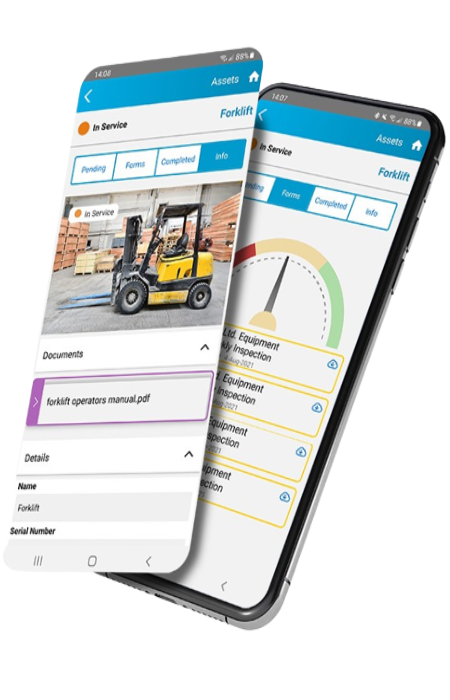 equipment management software displayed on a smartphone