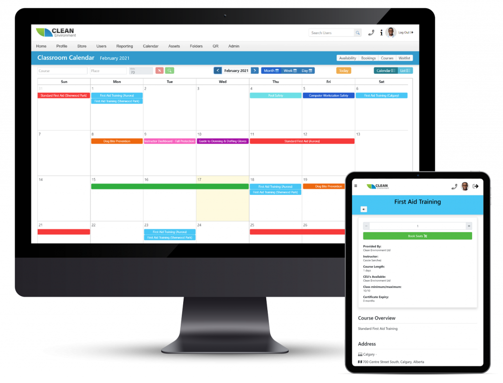 Classroom Calendar Software on tablet and desktop