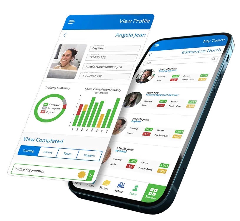 Ehs software with user profile management on a mobile phone