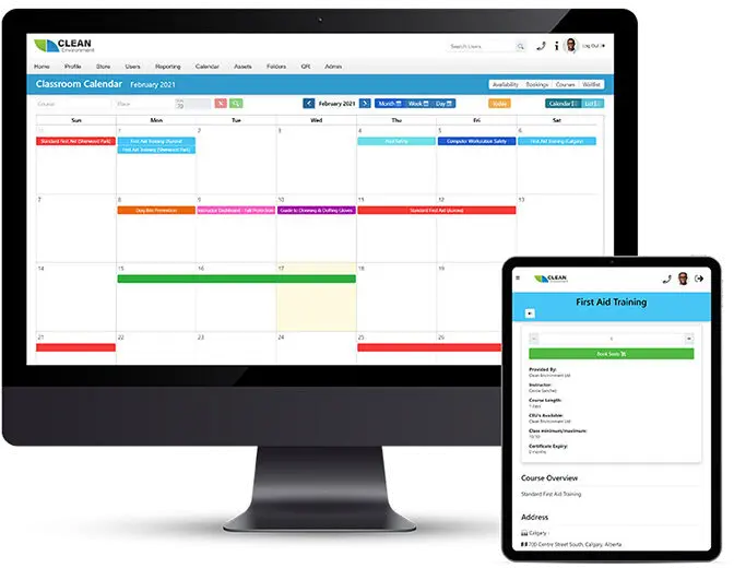 Classroom calendar desktop and tablet overview