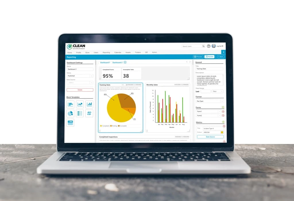 Laptop screen displaying 6S safety metrics for Canadian workplace