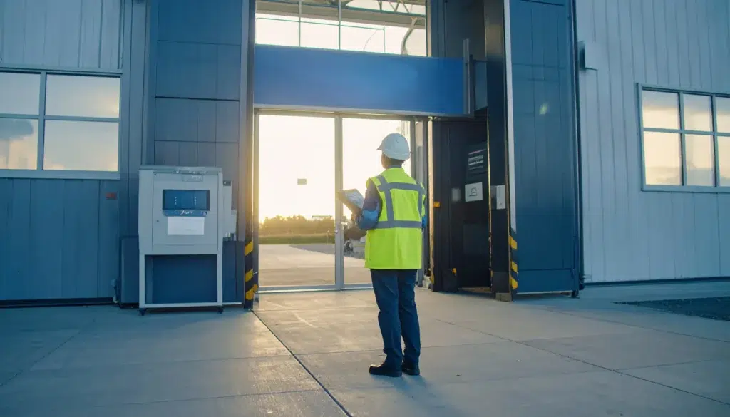 New employee preparing to enter facility on the first day, representing the start of a strong safety culture.