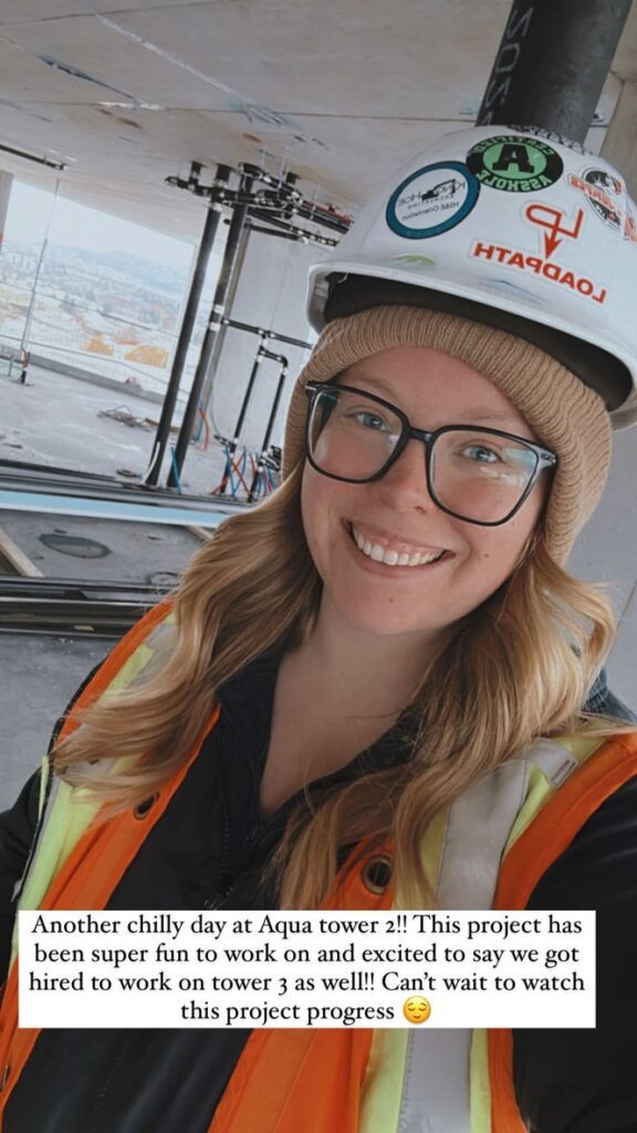 Safety consultant Chelsea Shaver in a vest on-site, representing women in construction safety leadership.